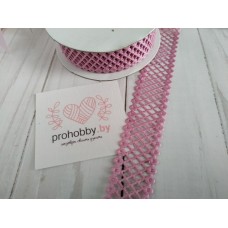 Лента фигурная "Сеточка", 20 мм, цвет розовая пенка